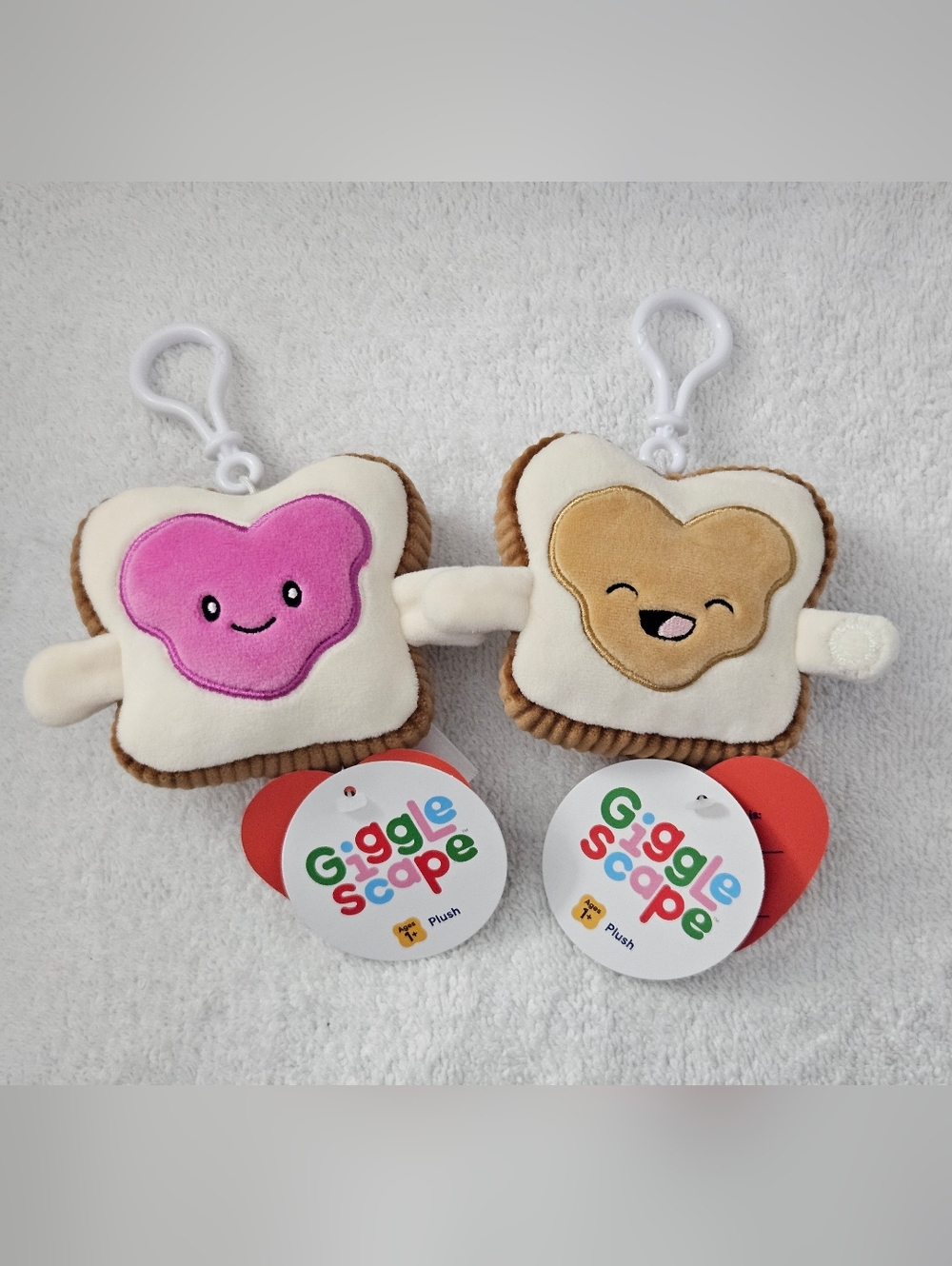 Target Gigglescape PB&J Toast Plush Velcro Keychain Clips Best Buds Set
